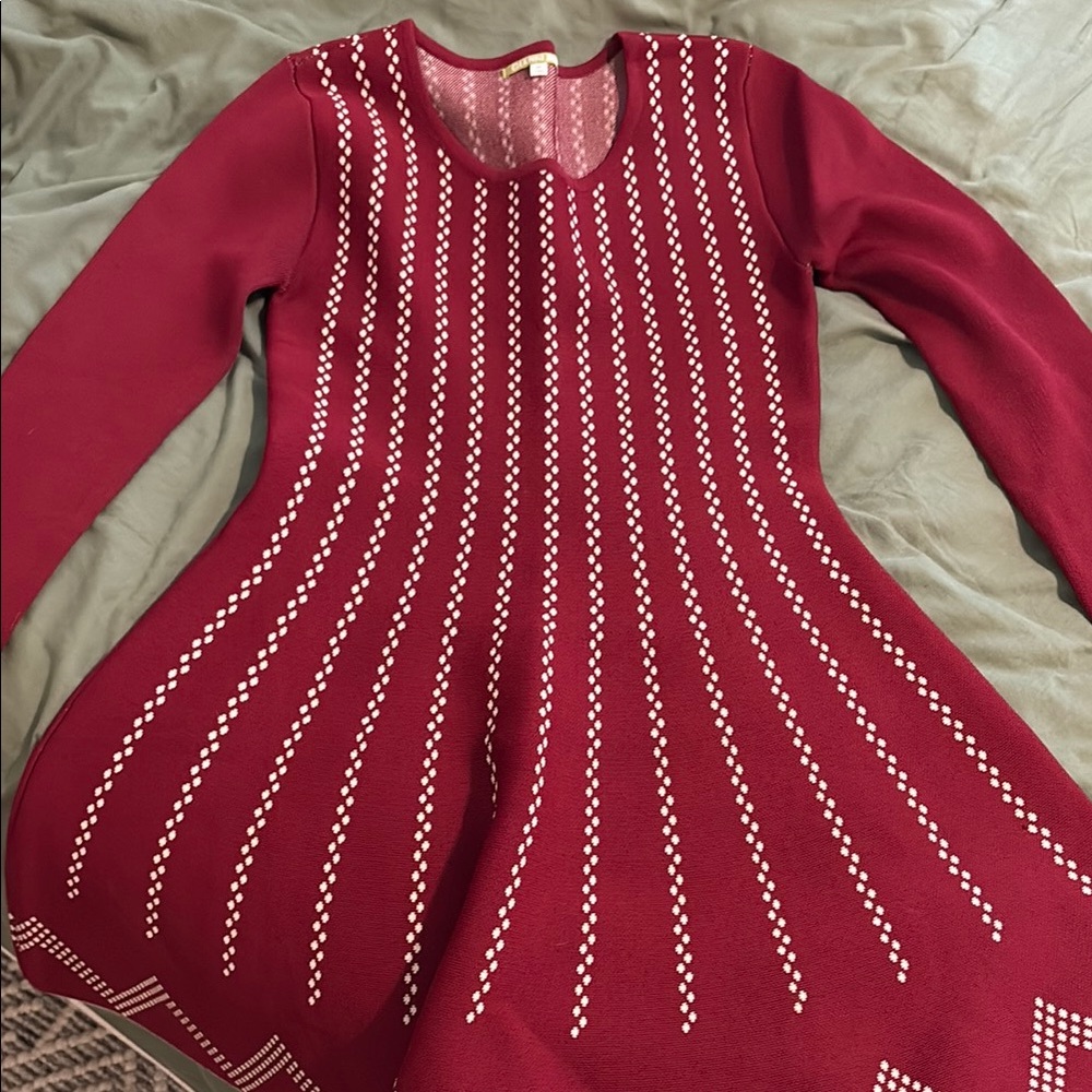 Red Dress with White Pattern